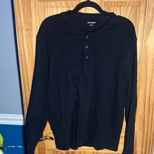 Old Navy Men's Black Long Sleeve Henley